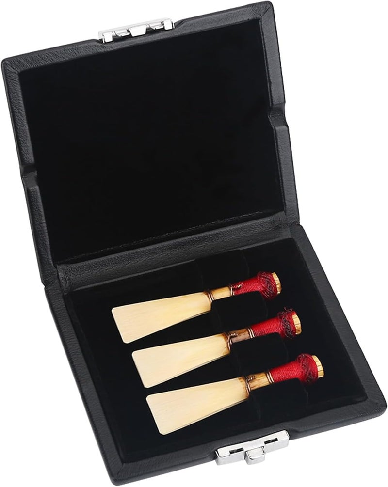 Kodrily Reed Case Wood with 3 Slots, PU Leather Bassoon Reed Case Holder, Black Carrying Case with Slots for 3Pcs Reeds, Reeds Holder Box Container Box, 3.62 x 3.07 x 0.87in, 1Pcs - Image 2